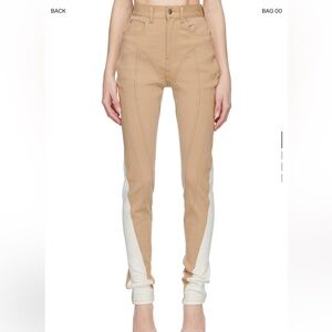 SSENSE MUGLER BEIGE AND WHITE SPIRAL JEANS